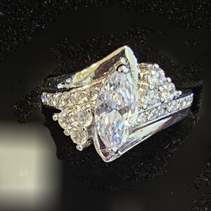 925 Sterling Silver Plated  Cocktail Ring